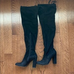 Faux suede over the knee boots